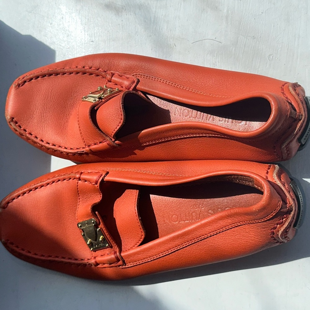 Louis Vuitton Orange Leather Loafers - Size 7 - Picture 12 of 16